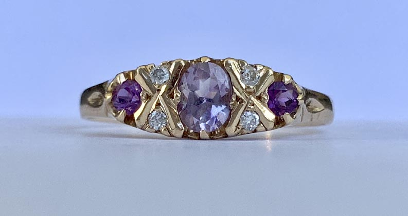 9ct Gold Amethyst and Diamond ring Valued $1150
